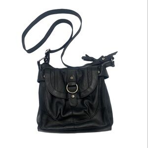 Marco Avane Black Leather Adjustable Crossbody Bag Vintage Shoulder Purse Moto